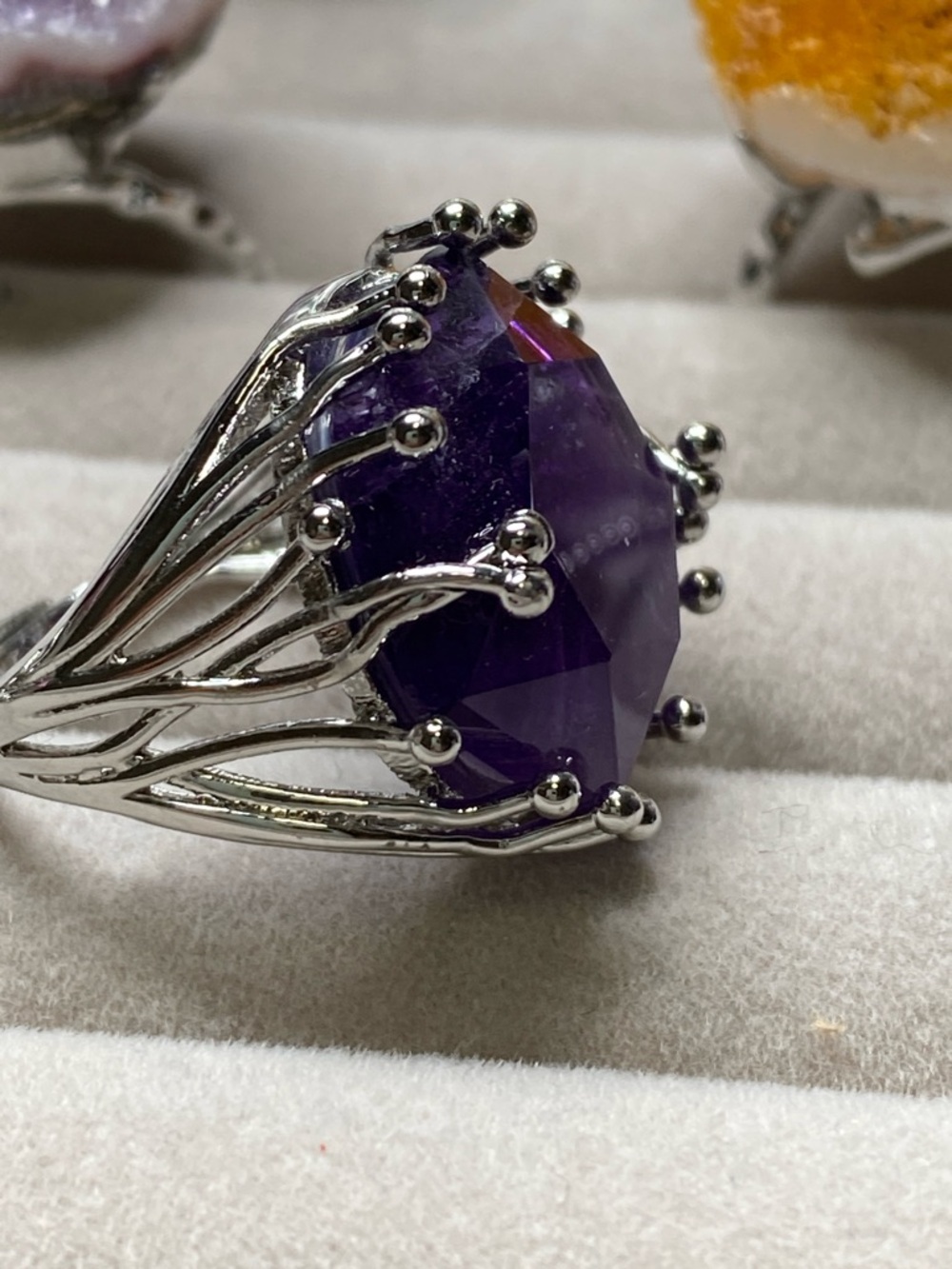Star of David Amethyst Ring • Rose-Cut Sacred Geometry • Crown Halo Statement - Picture 4 of 7
